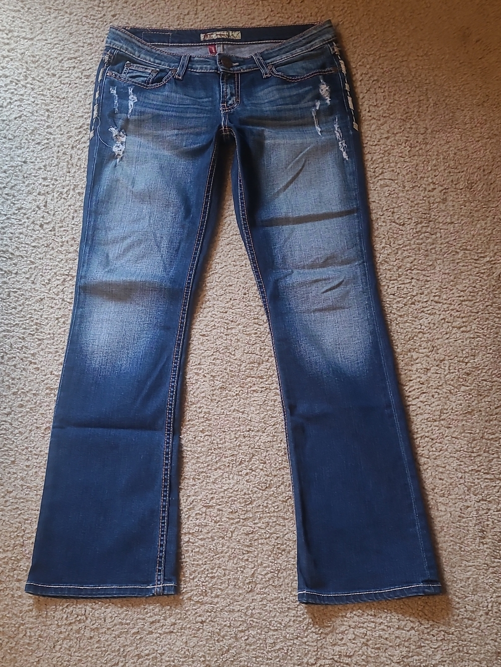 BKE Sabrina Stretch Boot Distressed Jeans, Sz 28x31&1/2